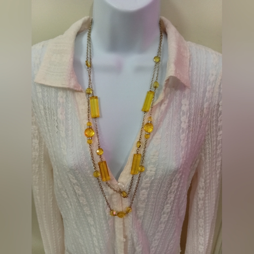 Chic Yellow Beaded Necklace